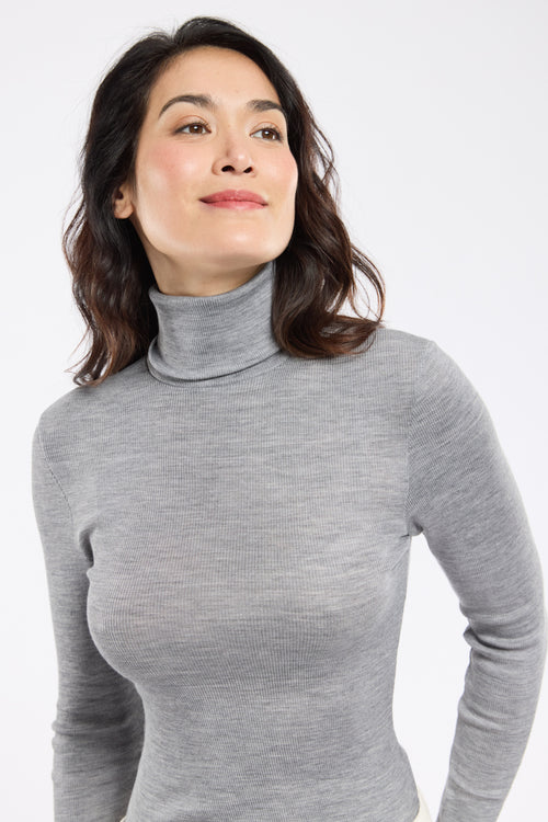 Polo neck T-shirt – wool and silk - Armor-lux - 2
