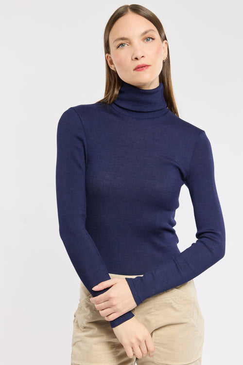 Langarm-T-Shirt mit Rollkragen – Wolle und Seide - Armor-lux - 1