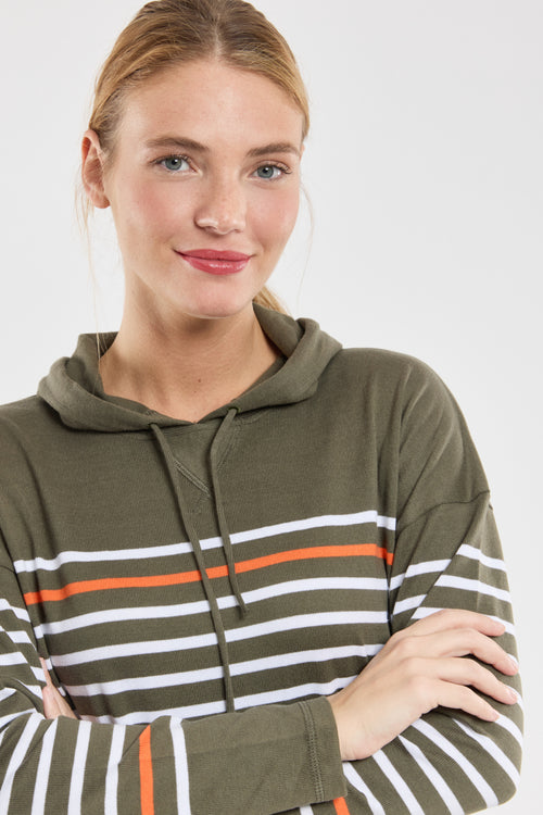 Sweat rayé à capuche - coton rustique - Armor-lux - 2