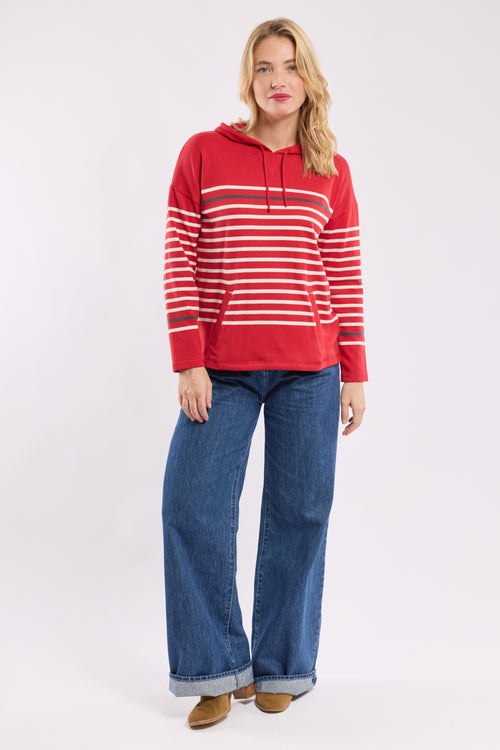 Gestreifter Sweater mit Kapuze – rustikale Baumwolle - Armor-lux - 1