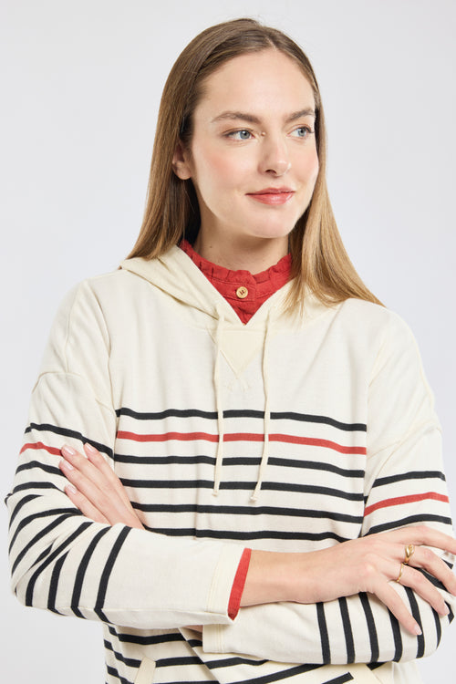 Sweat rayé à capuche - coton rustique - Armor-lux - 2