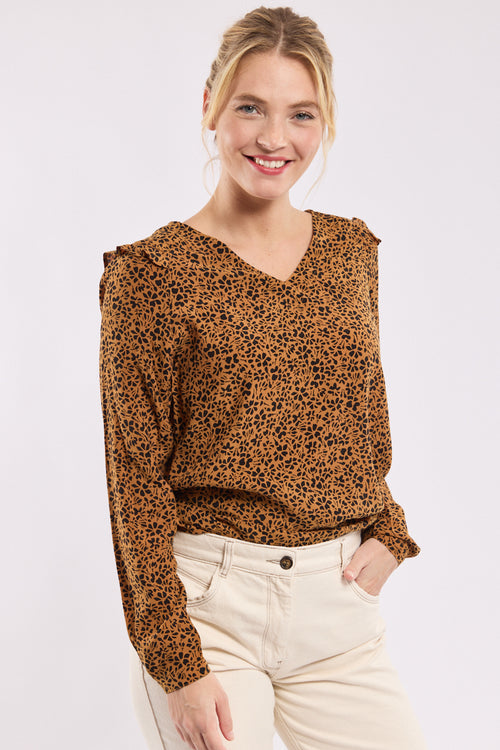 Bedruckte Bluse mit V-Ausschnitt - Armor-lux - 1