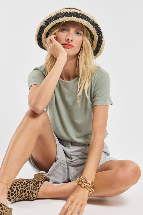 T-shirt uni - coton et lin - Armor-lux - 1