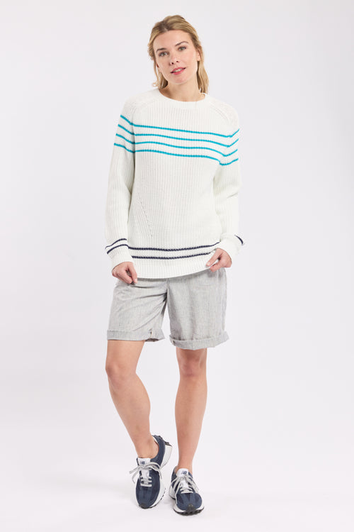 Striped half-cardigan knit jumper - cotton - Armor-lux - 3