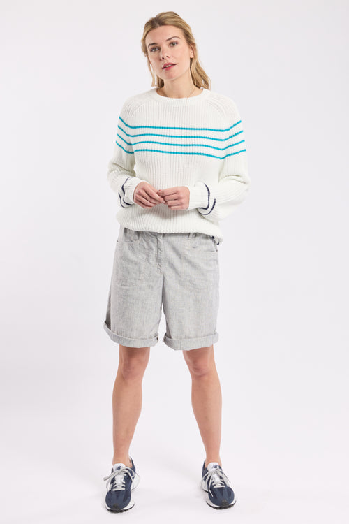 Striped half-cardigan knit jumper - cotton - Armor-lux - 2