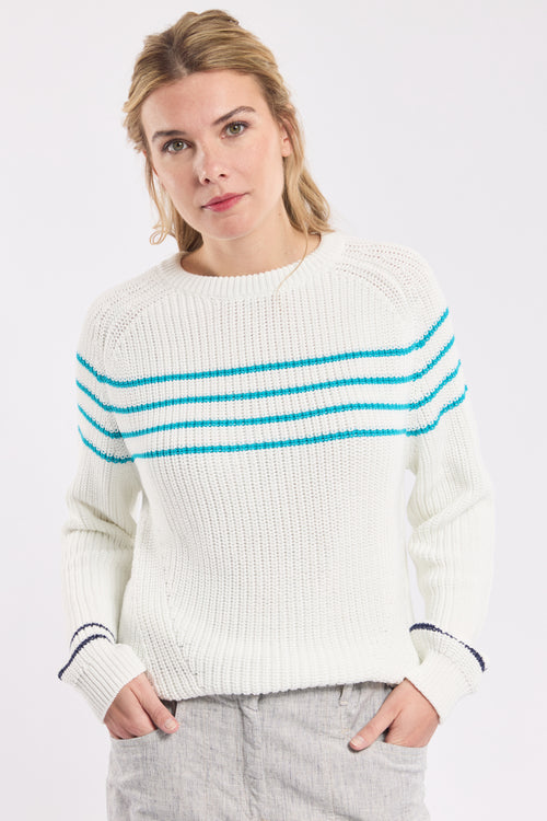 Striped half-cardigan knit jumper - cotton - Armor-lux - 1