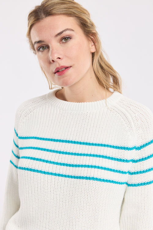 Striped half-cardigan knit jumper - cotton - Armor-lux - 4