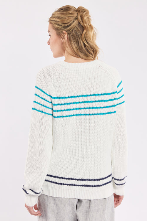 Striped half-cardigan knit jumper - cotton - Armor-lux - 5