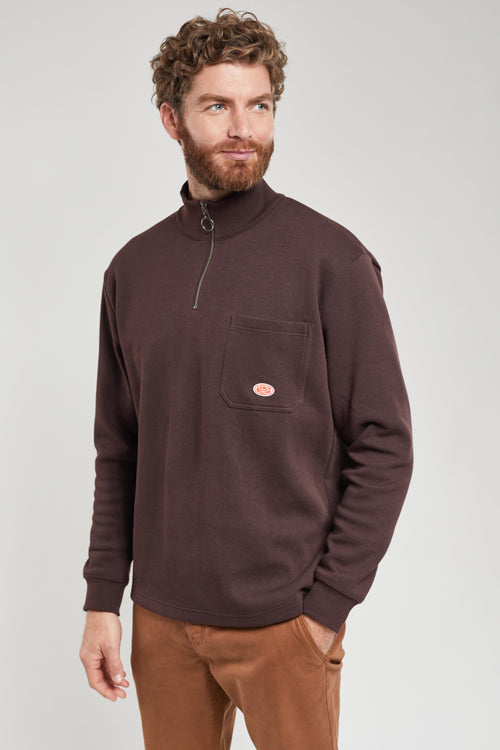 Sweat col camionneur - coton issu de l