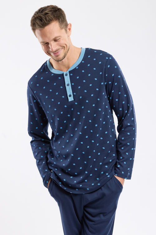 Micro-print jogger pyjamas – thick cotton - Armor-lux - 4