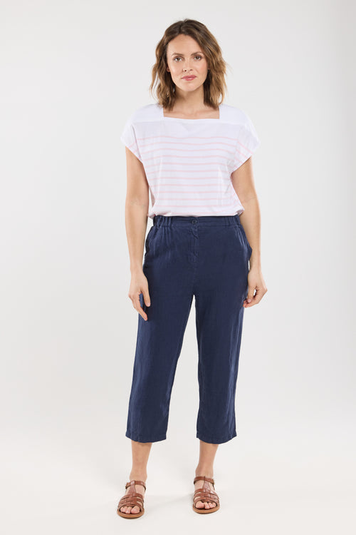 Capri trousers with elasticated waist - linen - Armor-lux - 1