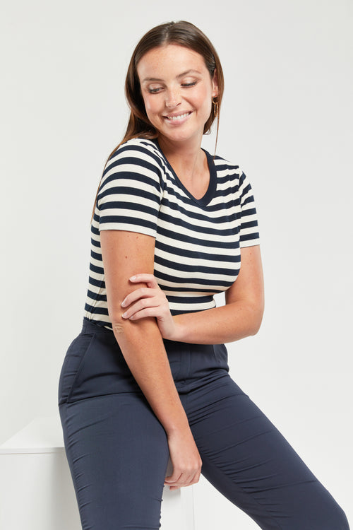 Fitted bi-stretch trousers with pleat - Armor-lux - 3