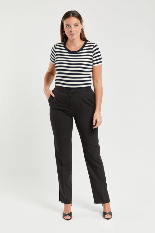 Fitted bi-stretch trousers with pleat - Armor-lux - 1