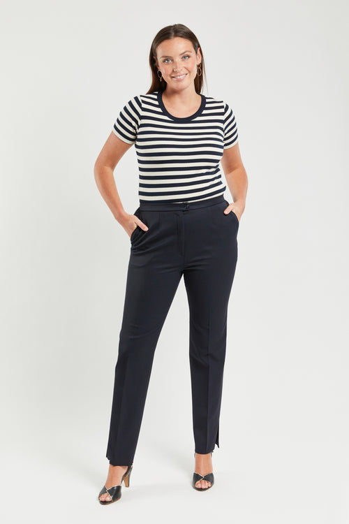 Fitted bi-stretch trousers with pleat - Armor-lux - 1