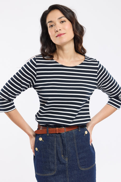 Marinière manches 3/4 - coton épais - Armor-lux - 1