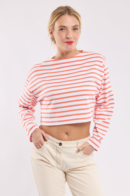 Cropped Breton striped shirt - thick cotton - Armor-lux - 1