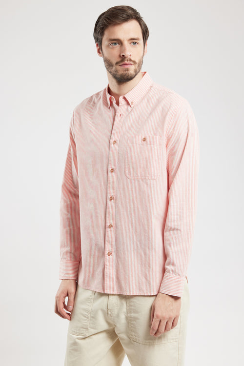 ELINE fine stripe shirt - cotton and linen - Armor-lux - 4