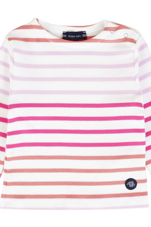 Baby three-colour Breton striped shirt - thick cotton - Armor-lux - 2