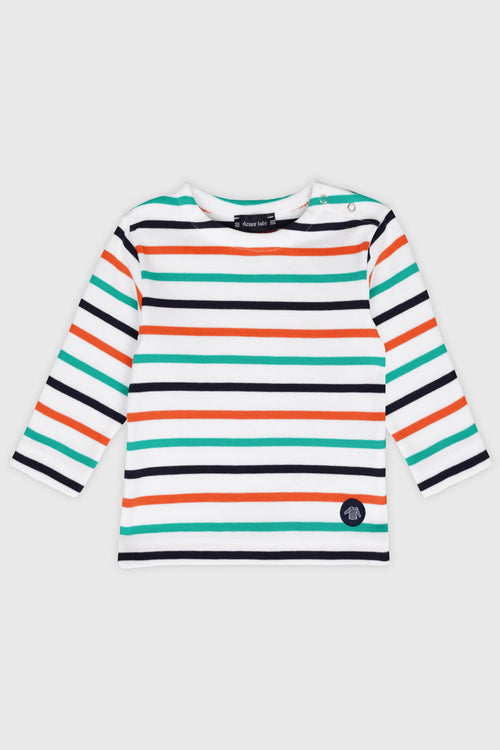 Baby three-colour Breton striped shirt - thick cotton - Armor-lux - 1