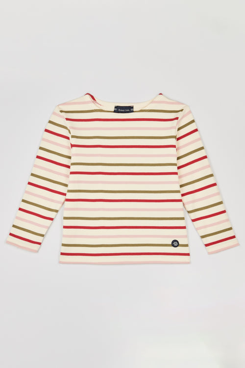 Kids three-colour Breton striped shirt - thick cotton - Armor-lux - 1