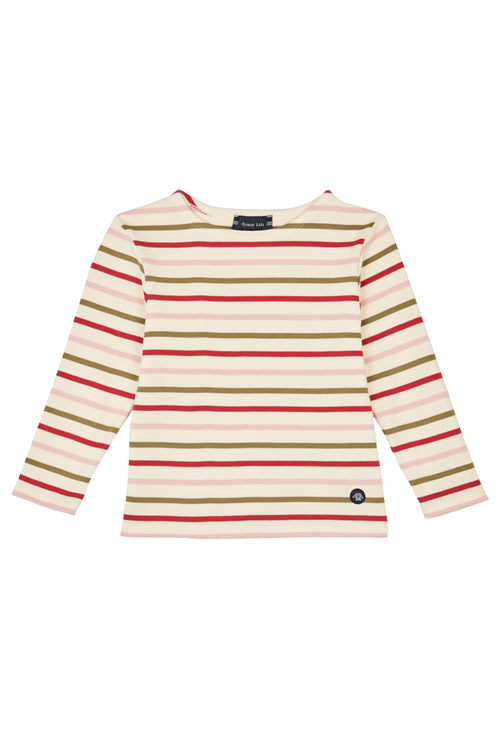 Kids three-colour Breton striped shirt - thick cotton - Armor-lux - 2