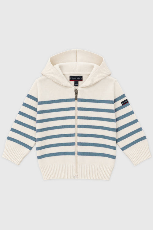 Baby Kapuzencardigan - Baumwolle und Merinowolle - Armor-lux - 1
