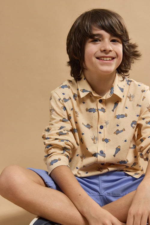 Chemise imprimée poissons, anémones et coraux Kids - coton - Armor-lux - 5