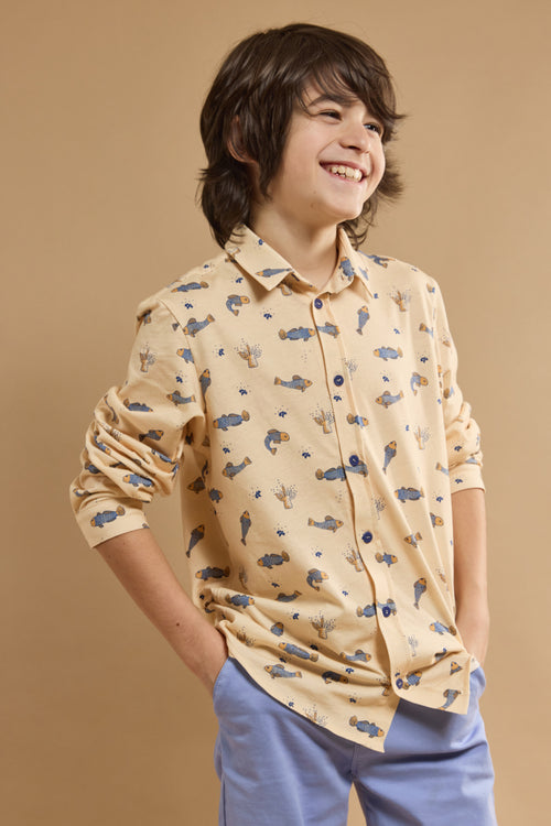 Fish, anemones and corals Kids printed shirt - cotton - Armor-lux - 2