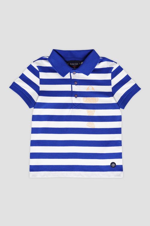Gestreiftes und besticktes Poloshirt „Fisch“ Kids – Baumwolle - Armor-lux - 1