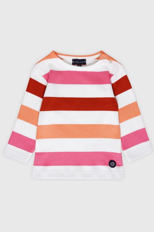 Baby three-colour Breton striped shirt - thick cotton - Armor-lux - 1