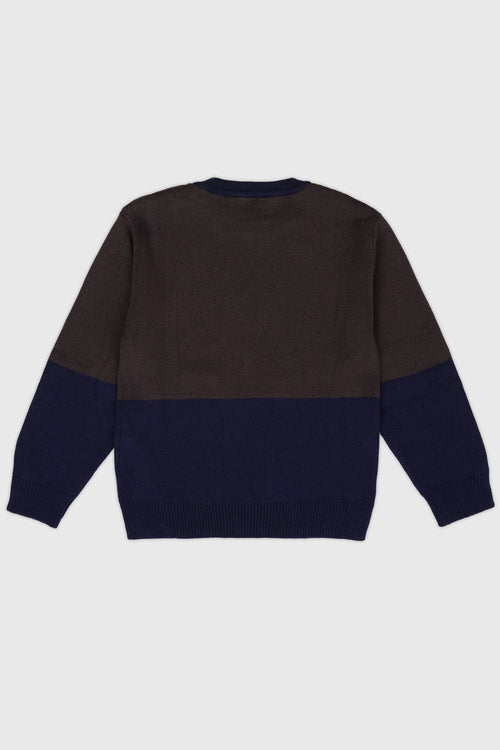 Kids two-tone navy jumper - cotton and wool - Armor-lux - 2