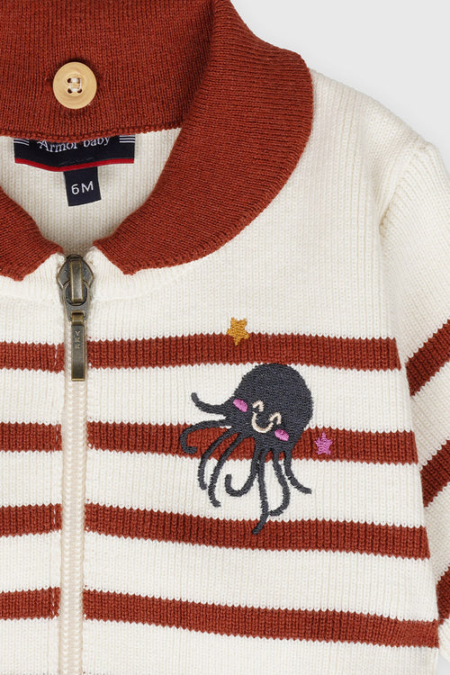 Baby zip cardigan - cotton and wool - Armor-lux - 4