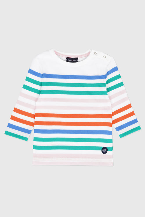 Baby multicoloured Breton striped shirt - cotton - Armor-lux - 1