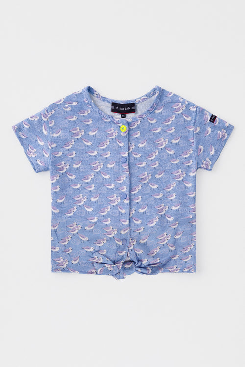 T-shirt à noeud oiseaux - coton léger - Armor-lux - 1