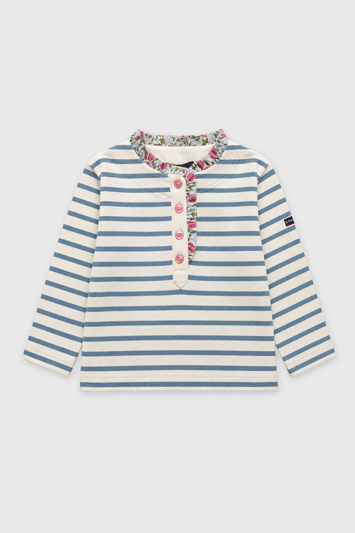 Kinder-Ringelshirt mit Liberty-Kragen - Schwere Baumwolle - Armor-lux - 1