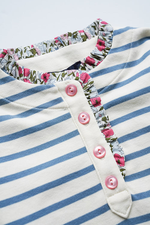 Kinder-Ringelshirt mit Liberty-Kragen - Schwere Baumwolle - Armor-lux - 2
