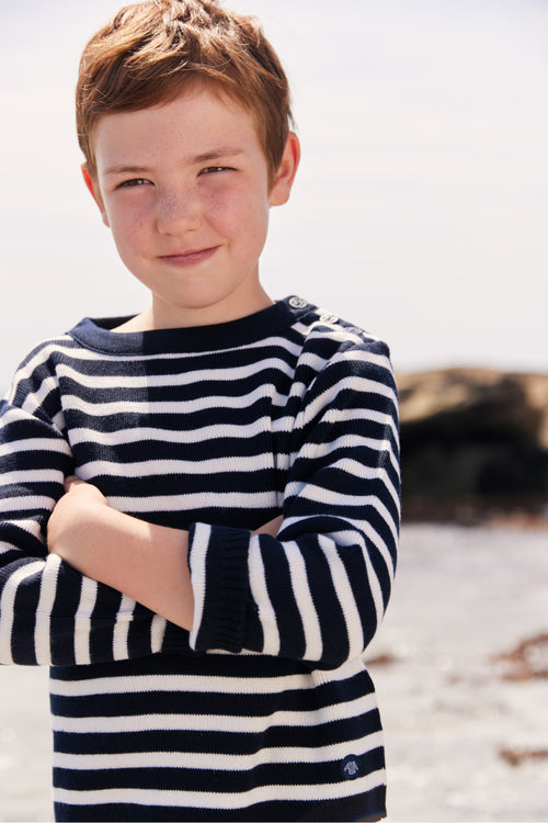 Gestreifter Kinder Pullover im Marine-Stil „Fouesnant - aus Wolle und Acryl - Armor-lux - 1
