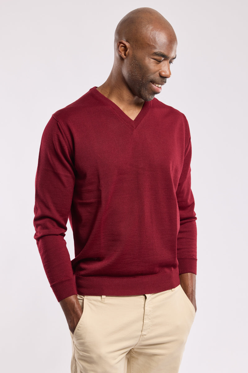 Pull col V Bérac - Homme - BORDEAUX – Armor-lux