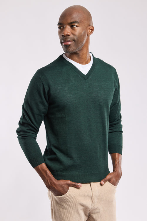 Pullover mit V-Ausschnitt – Merinowolle und Acryl - Armor-lux - 1