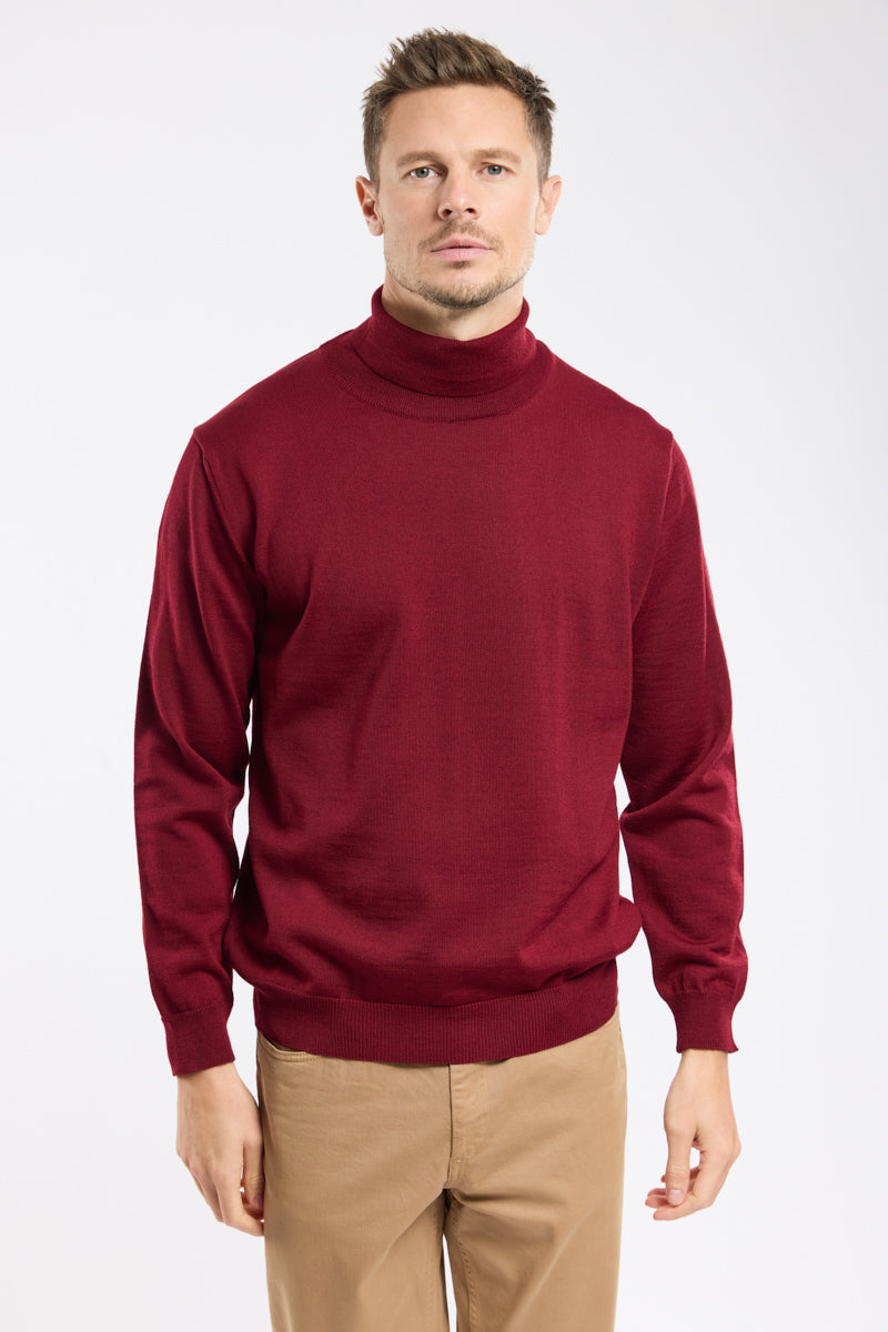 Pullover mit Rollkragen Bérac – Merinowolle - Herren - BORDEAUX – Armor-lux