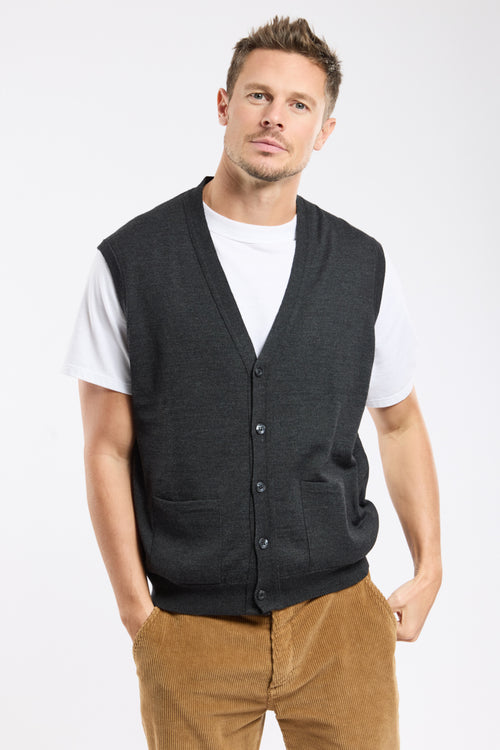 Sleeveless cardigan - merino wool - Armor-lux - 1