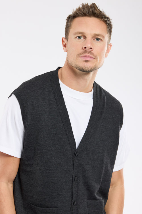 Sleeveless cardigan - merino wool - Armor-lux - 2