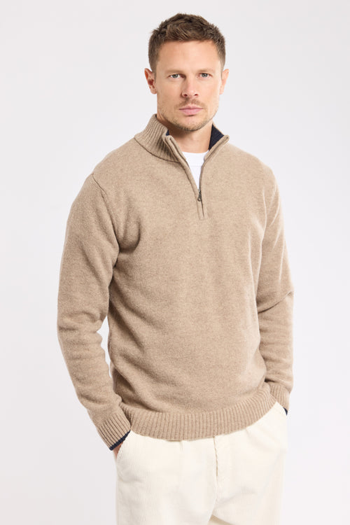 Pull col montant zippé manches longues - laine - Armor-lux - 1