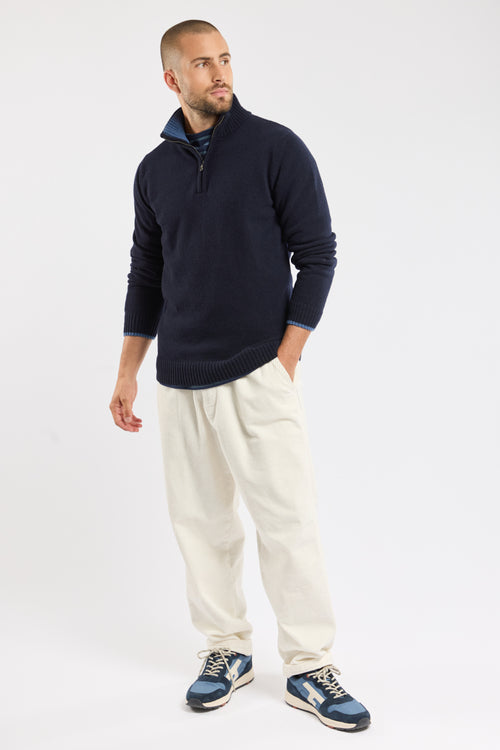 Pull col montant zippé - laine - Armor-lux - 1