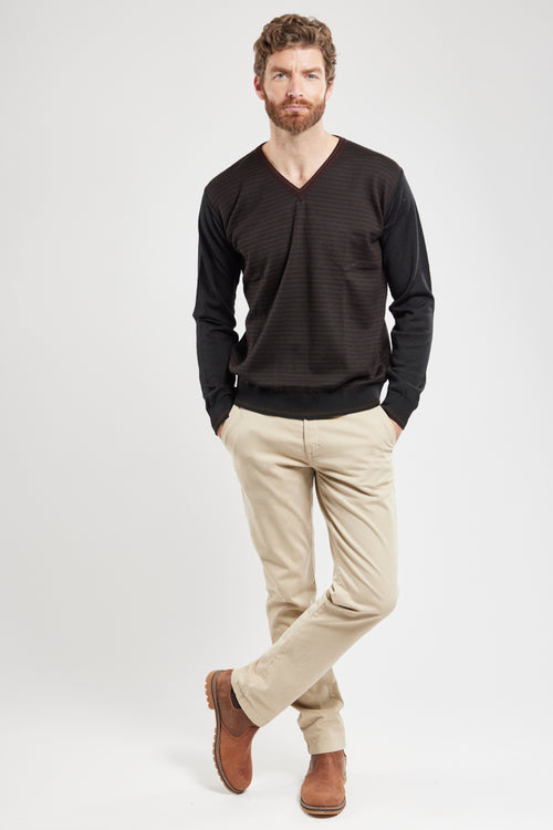 Pullover mit V-Ausschnitt – Merinowolle und Acryl - Armor-lux - 3