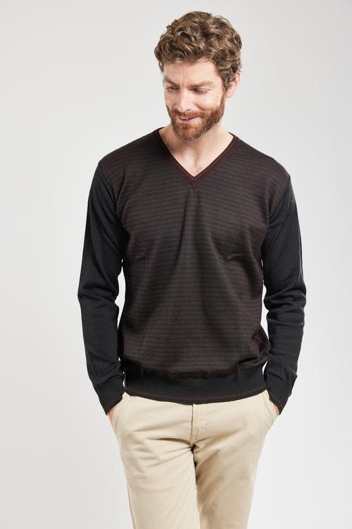 Pullover mit V-Ausschnitt – Merinowolle und Acryl - Armor-lux - 1