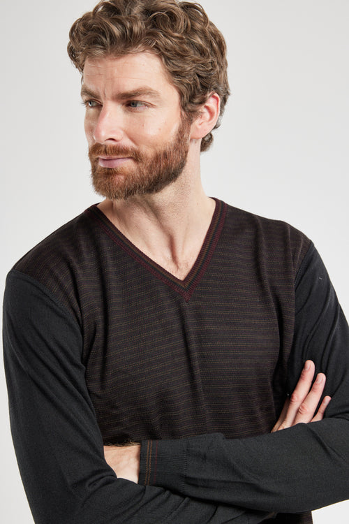 Pullover mit V-Ausschnitt – Merinowolle und Acryl - Armor-lux - 2