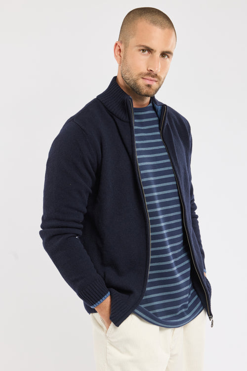 Zipped turtle-neck cardigan – wool - Armor-lux - 1
