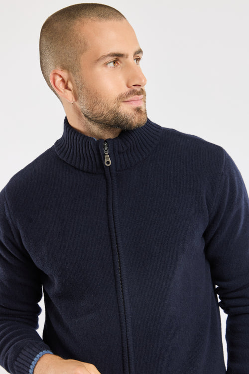 Zipped turtle-neck cardigan – wool - Armor-lux - 2