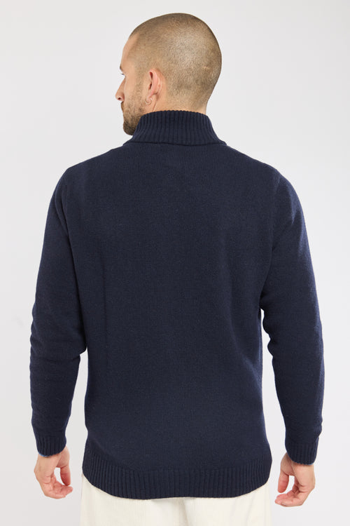 Zipped turtle-neck cardigan – wool - Armor-lux - 4